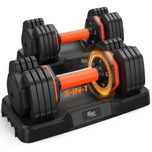 S38b75ae7b9264e798cb2272383a0a28a2 Adjustable 2-110lbs Dumbbell Set with Anti-Slip Grip and Storage Box