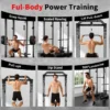 JEEKEE Power Rack with LAT Pulldown, 2000LBS Power Cage with Cable System, Multi-Function Squat Rack with J-Hooks, Safety Bars