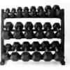 Rubber Hex Dumbbell Set with Rack for Home Strength Training