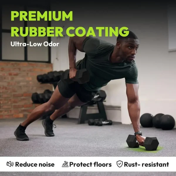 Rubber Hex Dumbbell Set with A-Frame Rack for Home Strength Training