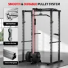 JEEKEE Power Rack with LAT Pulldown, 2000LBS Power Cage with Cable System, Multi-Function Squat Rack with J-Hooks, Safety Bars